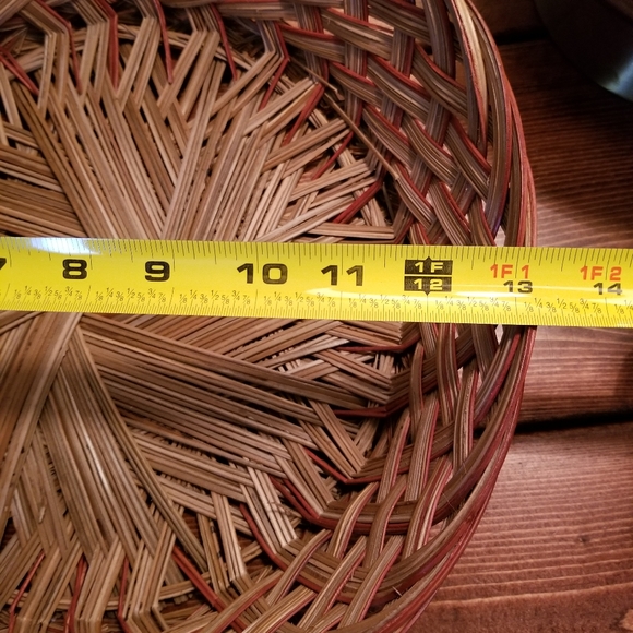 Basket w/a hint of red, can be for inside a boho closet, display, crafts etc. - Picture 2 of 12